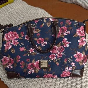 Dooney & Bourke Navy and Pink Floral Satchel